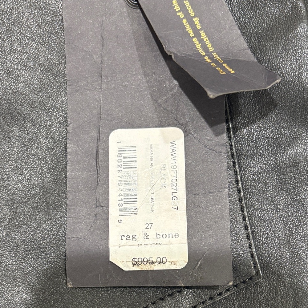 Rag & Bone Charcoal Leather Pants - Picture 3 of 3